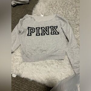 Pink grey off the shoulder crew neck size small, worn once